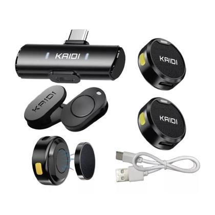 Imagem de Microfone Lapela Duplo sem fio Redondo Compatível Android e iPhones Tipo C