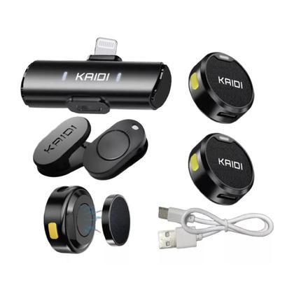 Imagem de Microfone Lapela Duplo Sem fio Redondo Compatível com iPhones até o 14 Lightning