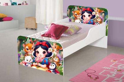 Imagem de Mini Cama Infantil MDF com adesivo de personagens para Meninas