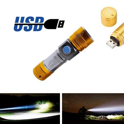 Imagem de Mini Lanterna Holofote Recarregável Led T6 Bike Com Zoom Cor Dourado CE6120DO