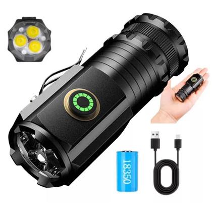 Imagem de Mini Lanterna Tática Recarregável com 3 Leds Clip Luz Super Forte WS-632