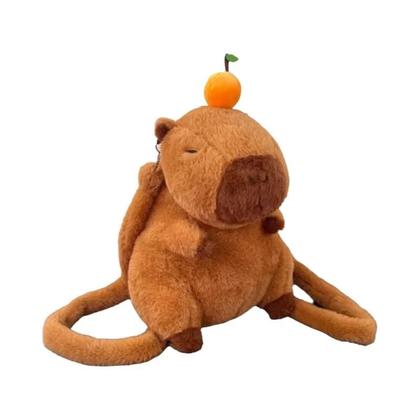 Imagem de Mini Mochila de Pelúcia Kawaii Capivara - Bolsa de Ombro Infantil - Presente para Namorada