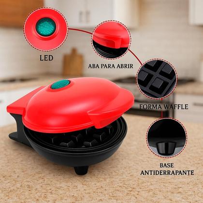 Imagem de Mini Waffle Elétrica Pequena Portátil Ideal Para Casa 110V