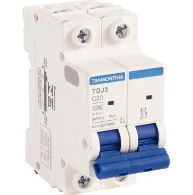 Imagem de Minidisjuntor TDJ3 2 P 20 A 3 kA curva C TRAMONTINA