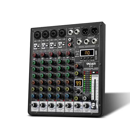 Imagem de Mixer de Áudio Profissional de 6 Canais com Phantom Power 48V, USB e Bluetooth - TKLBLS 99DSP