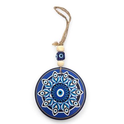 Imagem de Móbile Olho Grego Flores Azuis Afasta Mau Olhado 18 cm