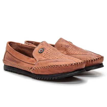 Imagem de Mocassim Sapatilha Masculina Sapato Casual Leve Couro Estampado Havana