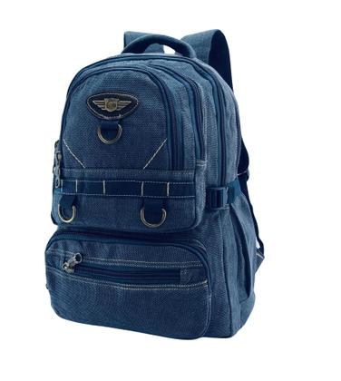 Imagem de Mochila Bolsa Lona Jeans Escolar Trabalho Grande Resistente Masculina Feminina