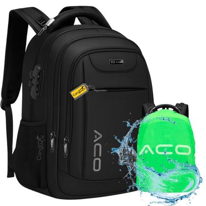 Imagem de Mochila Bolsa Notebook Masculina Feminina Com Capa de Chuva Bolso Antifurto Escolar Faculdade Viagens Com Cadeado Saida USB