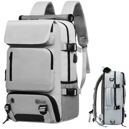 Imagem de Mochila com Compartimento Entrada Usb Vários Bolsos Alça Reforçada Fixação Mala Ideal para Viagem Executiva Escola Trabalho Bolsa Versátil