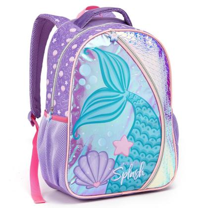 Imagem de Mochila Costas Infantil Escolar Menina Feminina Sereia Ariel Pequena Seanite