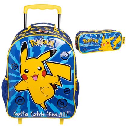 Imagem de Mochila de Rodinhas + Estojo Simples Pokemon X1 A 16'' Ref. 13610 - Xeryus