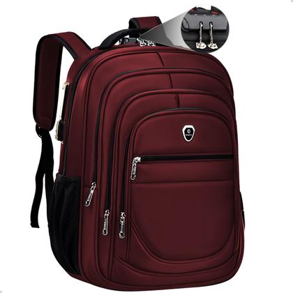Imagem de Mochila Executiva Masculina Bolsa Faculdade Grande Vermelho Resistente a Agua Anti Furto Notebook