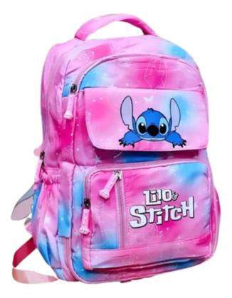 Imagem de Mochila Grande Nylon Impermeável Escolar Faculdade Femenina - stitch mochila infantil