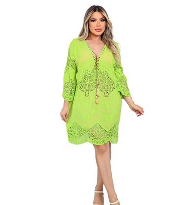 Imagem de Moda Praia Feminina Chemise /Saida de Praia Chic Boho Elegante /Veestido Renda Bata  2814