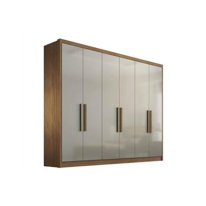 Imagem de Modulado de Quarto Guarda Roupa Rizon c/ 6 Portas e 6 Gavetas Freijo Cumaru c/ Fendi - Novo Horizonte