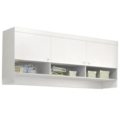 Imagem de Módulo Armário Aéreo Eloisa 100% MDF 3 Portas c/ Nicho Decorativo para Quarto Infantil de Bebê - Phoenix Baby