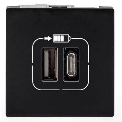 Imagem de Módulo Carregador 2x USB Tipo A+C 3A Preto Pial Plus+