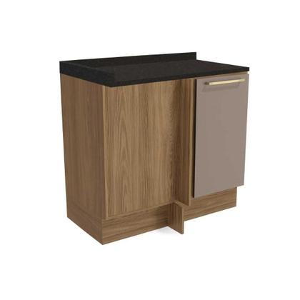 Imagem de Módulo Cozinha Kappesberg Botanic Balcão Botanic M625 Canto Reto 1 Porta c/Tampo 98cm Nogueira/Fendi/Preto Brilho - Kappesberg