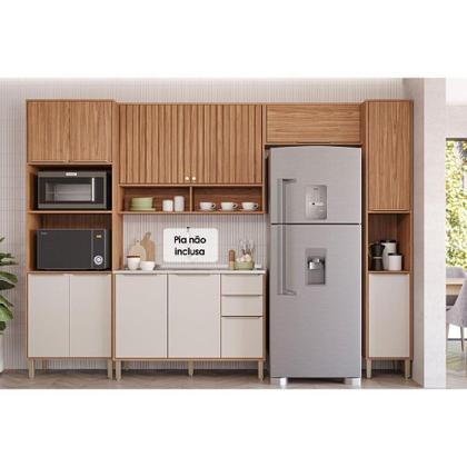 Imagem de Módulo Cozinha MGM Divina 5 Peças (2Aéreos+1Balcão+1Paneleiro+1TorreQuente) C5P185 Freijo/Off White-MGM