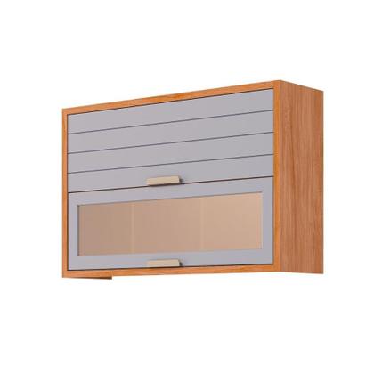 Imagem de Módulo Cozinha MGM Eloise Armário c/ 2 Portas Basculante c/ Vidro Reflecta 120cm Cinamomo/Platina-MGM