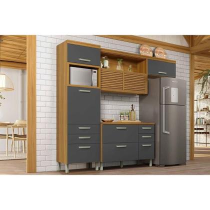 Imagem de Módulo Cozinha Nesher Princesa 3 Peças (1Aéreo+1Balcão+1Paneleiro) C3P20 Freijo/Grafite-Nesher