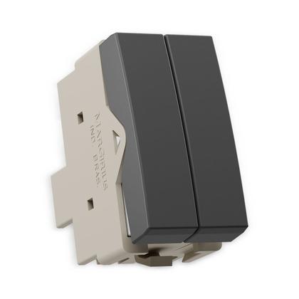 Imagem de Módulo Interruptor Duplo Simples 2 em1  cor Grafite Sleek Margirius