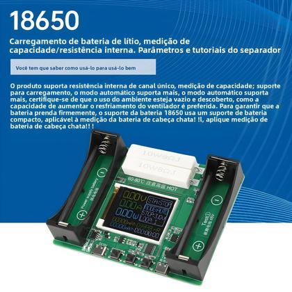 Imagem de Módulo Testador De Capacidade De Bateria De Lítio 18650 MAh MWh Detector Digital De Potência