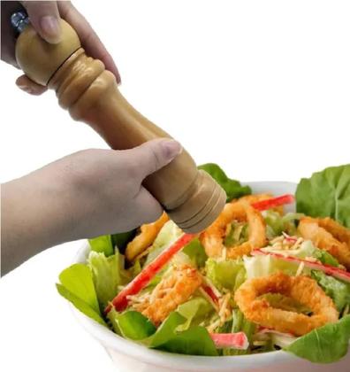 Imagem de Moedor De Pimenta E Sal Madeira Moinho Cerâmica 20cm Tempero Grande