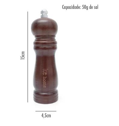 Imagem de Moedor Manual Pimenta Sal Grãos Tempero Condimento Madeira