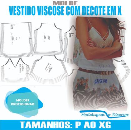 Imagem de Molde vestido viscose, modelagem&diversos, p ao xg, correios