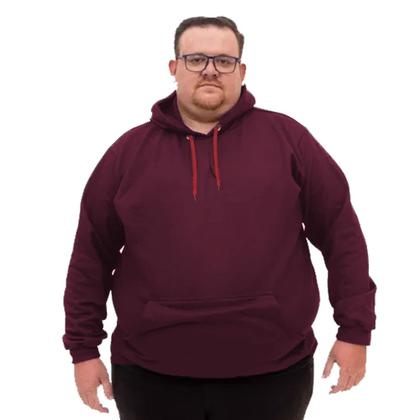 Imagem de Moletom Canguru Plus Size Flanelado Masculino Extra Grande Capuz e Bolso 50% Algodão 50% Poliéster