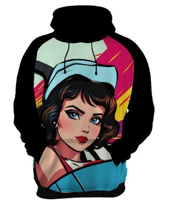 Imagem de Moletom Casaco Blusa Pin Up Mu.lher Morena Pop Art Moda 6