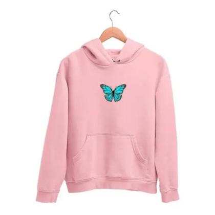 Imagem de Moletom Feminino Com Capuz Canguru Borboleta