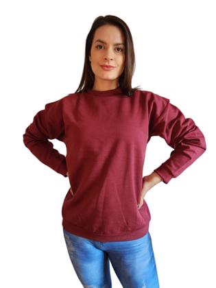 Imagem de Moletom Feminino Liso Careca Blusa Gola Redonda Sem Capuz