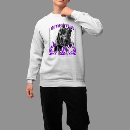 Imagem de Moletom Gola Careca Basico Masculino Moda De Rua Confortável Tecido Macio Rever