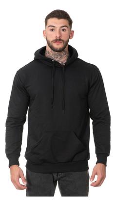 Imagem de Moletom Masculino Básico Algodão Blusa De Frio Canguru Liso