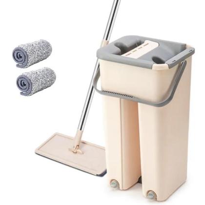 Imagem de Mop duplo rodo magico vassoura flat balde limpeza piso multiuso esfregao vertical lava seca refil