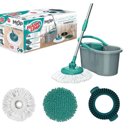 Imagem de Mop Rodo Esfregao Giratório Fit 3 Em 1 MOP9379 - Flash Limp