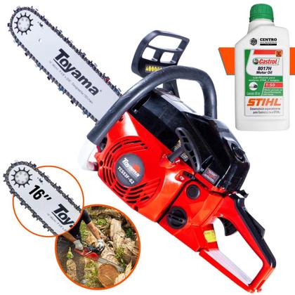 Imagem de Moto Serra Motosserra À Gasolina Toyama TCS53F-G2 TCS53FG2 49cc 2,8HP Robusta e de Alto Desempenho + ÓLEO STIHL 2T Motor Serra Ideal Para Carpintaria Profissional