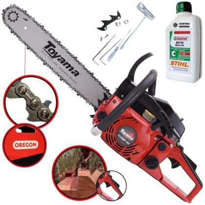 Imagem de Motosserra Motorserra Profissional Toyama TCS58F-G2 Á Gasolina 2T 55cc 13.500RPM Sabre 20” 3,2HP de Potência Robusta e de Alta Performance + ÓLEO STIHL 2T