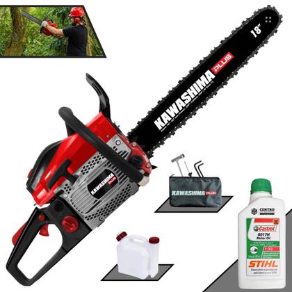 Imagem de Motosserra Profissional À Gasolina KCS500P PLUS Kawashima 49,3cc Motor 2T de Alta Potência, Rotação e Performance Com Sabre 18 Polegadas Com Carcaça de Magnésio + ÓLEO STIHL 2T EXTRA