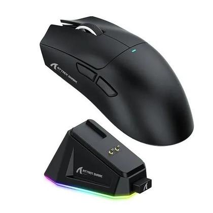 Imagem de Mouse Gamer Sem Fio Attack Shark X11, 22000 DPI, 59G, Tri-Mode com Dock Magnético, RGB, Preto