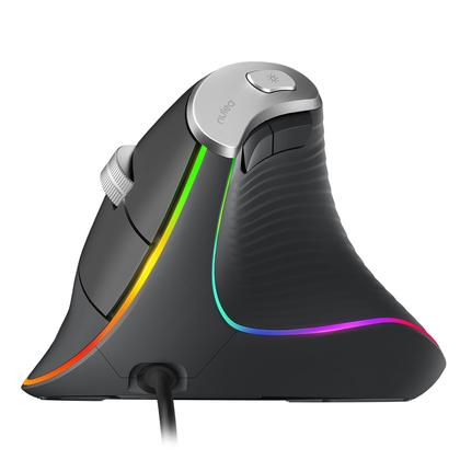 Imagem de Mouse Nulea M504 com fio vertical USB ergonômico 4 DPI 11 RGB