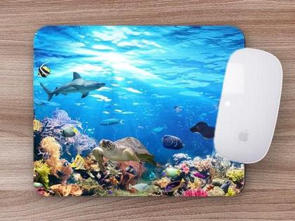 Imagem de Mouse Pad Emborrachado Personalizado Praia Mar Oceano Peixe