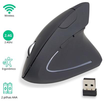 Imagem de Mouse Vertical Ergonômico 2.4GHz Mouse Óptico Sem Fio 6 Botões