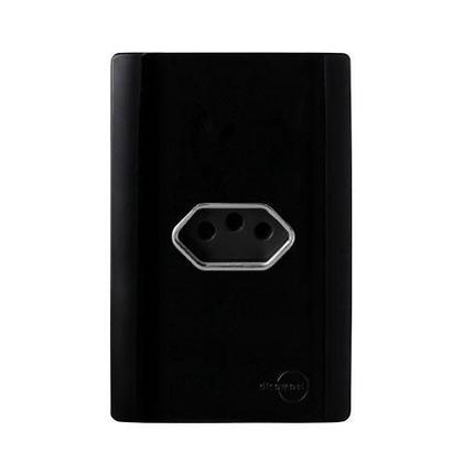 Imagem de Mt-Cj Tomada 10A Hor. 4X2 Mon-Novara Preto Brilhante Cromado