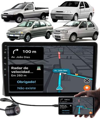Imagem de Multimídia 2 Din 9" Polegadas Fiat Palio Siena Strada Weekend 2001 até 2007 + Câmera de Ré