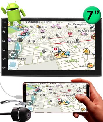 Imagem de Multimídia H-Tech 2 Din Android HT-7023CA Espelhamento GPS Bluetooth USB + Câmera de Ré