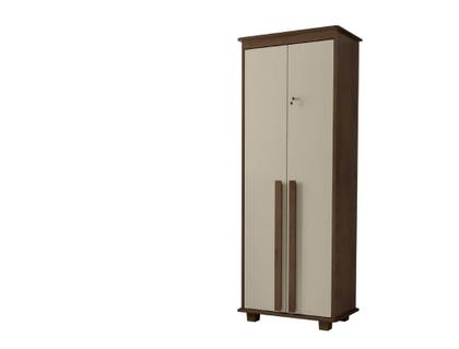 Imagem de Multiuso/Armário/Organizador MEX Modelo Retrô 2 portas Com Dobradiças Metálicas e Chave Puxadores em MDF 4 Prateleiras Pintura UV Cor Freijó/Off White